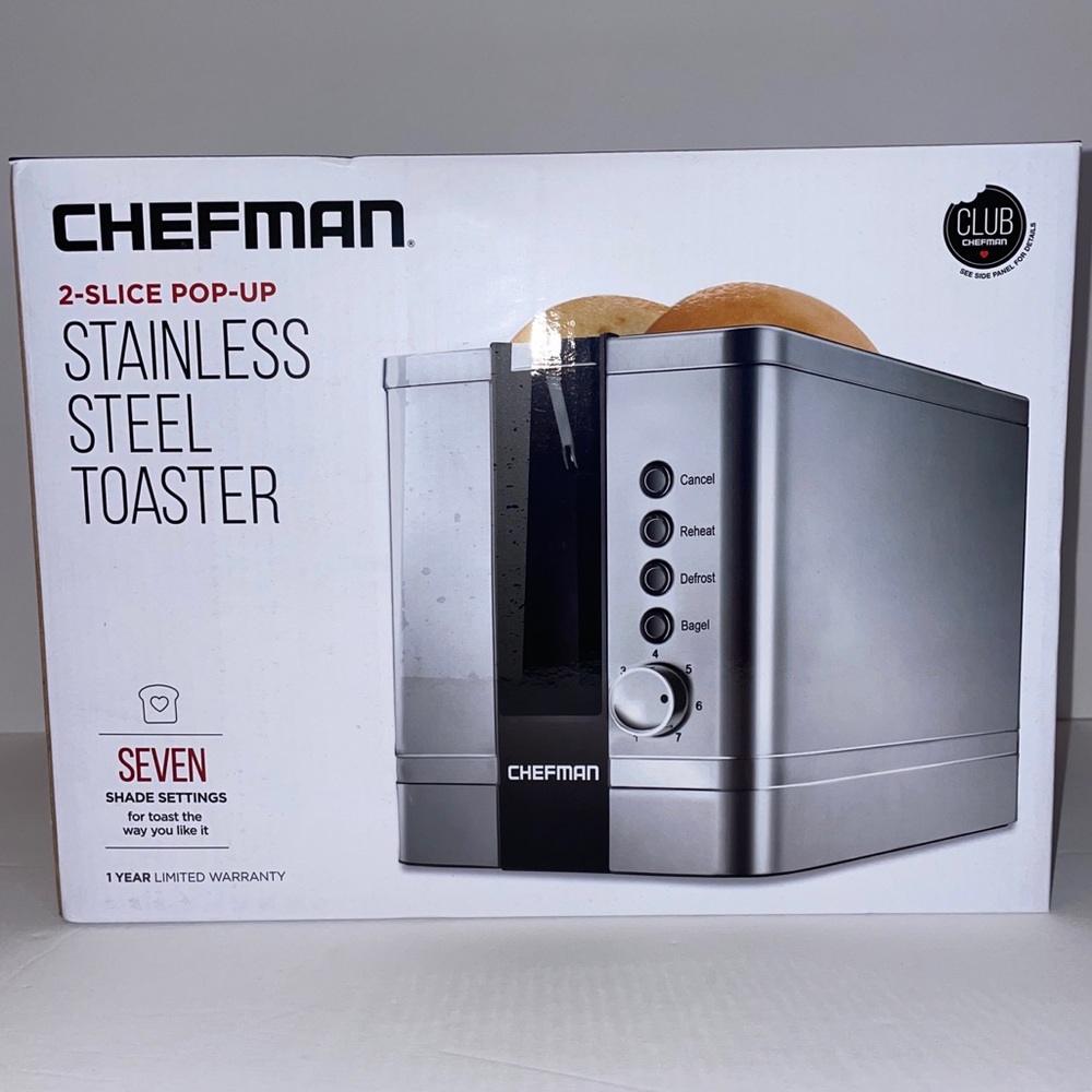 Chefman  stainless steel two slice toaster seven shade settings